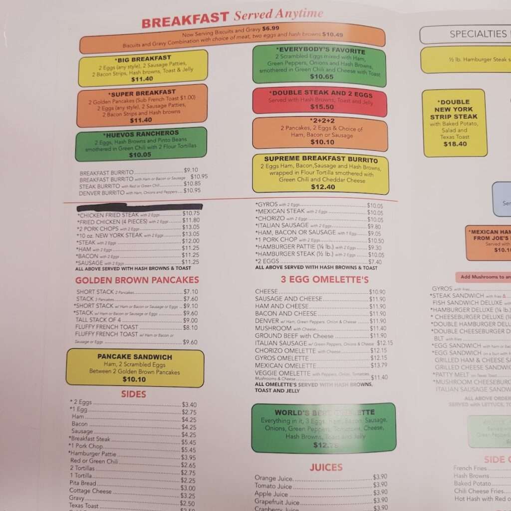 Swift’s Breakfast House menu 3